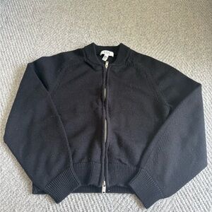 COS Black Zip-Up Knit Sweater